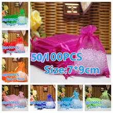 10/50/100pcs Gift Packaging Bags, Multi-Color Organza Candy Bags, Tableware, Size: 7*9CM, Various Holiday Party Packaging Supplies, Festival Home Decor