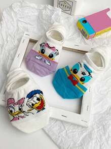 Disney 10 pares de calcetines invisibles casuales de poca profundidad con estampados aleatorios y de Minnie y Stitch, adecuados para la primavera y el verano, para mujeres