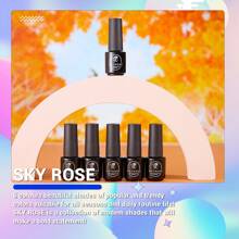 SKYROSE 5ml*6pcs Spring Summer Mini 6 Bottles Set, Red & Blue Series, Platinum Gold Glitter Nail Gel Kit, Nail Salon Professional, Cured Under LED Lamp, DIY Manicure
