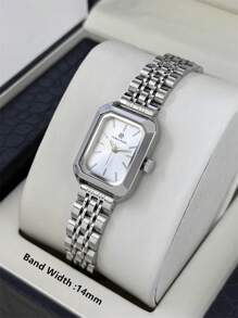 Pablo Raez 1 件银色优雅女士手表矩形复古 IPS 奢华 IPS 镀层女士正装手表不锈钢方形表壳顶级全新 AAA 设计石英复古手表商务梦幻女士时尚白色表盘带真条刻度 - 銀色 - 查看 5