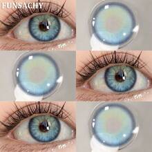 FUNSACHY 1 Pair Colorcon Contact Lenses For Eyes Beautiful Lenses Cosmetics Gray Pupils Blue Color Lens Big Eyes Contacts Lens Yearly Halloween Costume Cosplay - SERENA-bLUE - View 4