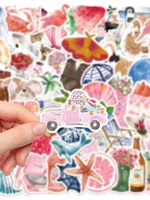 50 piezas de pegatinas de diario de acuarela, estilo graffiti, personalizadas para patineta, casco, botella de agua, scrapbook, fiesta, guitarra, funda de teléfono, cuaderno, computadora, regalos, útiles escolares, de regreso a la escuela