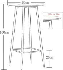 AINPECCA Bar Table Light Grey Kitchen Table Round Bar Tables With Marble Grain Breakfast Dining Bars Counter Bistro Pub Cocktail Tables With Fixed Tabletop And Metal Frame For Home Kitchen Garden - Grey - View 2