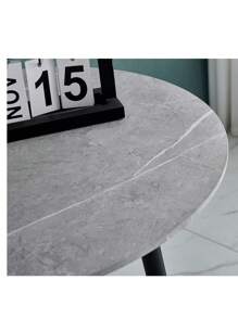 AINPECCA Bar Table Light Grey Kitchen Table Round Bar Tables With Marble Grain Breakfast Dining Bars Counter Bistro Pub Cocktail Tables With Fixed Tabletop And Metal Frame For Home Kitchen Garden - Grey - View 6