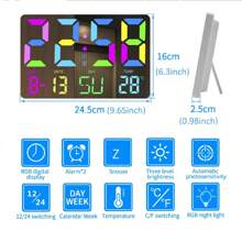 Multifunctional RGB Colorful Digital Remote Control Wall Clock - White - View 3