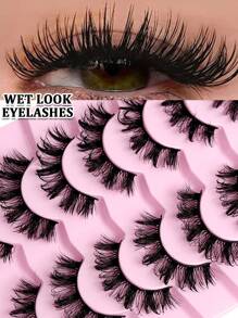 Sibeuna 7 Pairs Cartoon Style Moisturizing False Eyelashes, Thick Crossed False Eyelashes, Dramatic Faux Mink False Eyelashes, Essential Makeup Tool For Travel - 尖尾漫畫款 - 查看 1