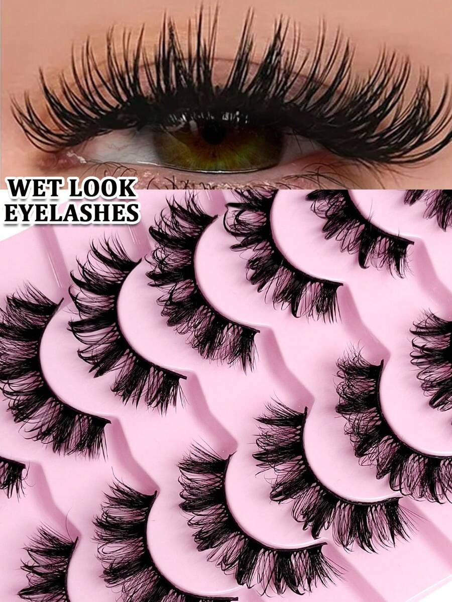Sibeuna 7 Pairs Cartoon Style Moisturizing False Eyelashes, Thick Crossed False Eyelashes, Dramatic Faux Mink False Eyelashes, Essential Makeup Tool For Travel - 尖尾漫畫款 - 查看 1