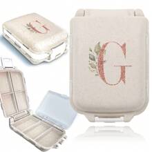 Feuchtigkeitsgeschützter Reise-Pillenorganizer mit 8 Fächern, Pillendose für Tasche/Handtasche, täglicher Pillenhalter, rosé-goldene personalisierte Buchstaben, tragbare unabhängige kleine Fach-Pillenbox, Aufbewahrungsbehälter für Medizin und Vitamine - Beige - Übersicht 20