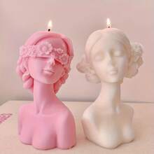 3D Blinddoek Meisje Siliconen Mal - Elegante Gesloten Ogen Vrouwelijke Lichaamsmal Voor DIY Kaarsen, Harszeep, Aromatherapie Lampen, Gips Sculpturen, Unieke Handgemaakte Woondecoratie & Cadeau Ideeën