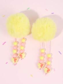 2pcs Toddler Hairball Hair Clips With Tassel,Soft And Cute Hairpins Hair Bows,Exquisite Hair Accessories For Daily Decoration(No Card)