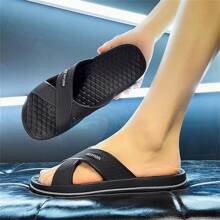 Sandali scorrevoli con suola spessa, pantofole per casa, bagno, uso all'aperto, antiscivolo, versatili - nero - Visualizzare 5