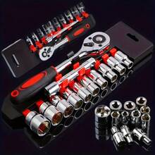 1 Set/12pcs Socket Wrench Tool Kit, Multifunctional Ratchet Quick Repair Auto Wrench Set, Ratchet Quick Wrench Socket Combination, Professional-Grade Chrome Steel Socket Wrench Set - Multicolor - View 2
