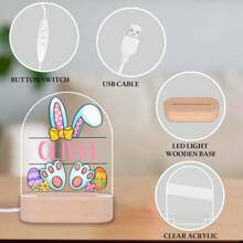 Personalized Easter Bunny Night Light - Custom Name LED Acrylic Rabbit Eggs Night Lamp, Perfect Gift For Easter, Unique Room Decor, Fun And Adorable Nightlight Gifts Birthday Graduation