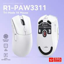 ATTACK SHARK Mouse Leve ATTACK SHARK R1 com Bluetooth Wireless Triplo Modo, Mouse Gamer Esportivo PAW3311 para Computador, Laptop, Adequado para Mini PC e Escritório