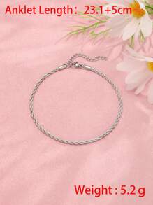 1 Piece Men Women Hip-Hop Stainless Steel Twist Chain Ankle Bracelet Beach Barefoot Fashion Jewelry Gold Silver Color Rope Chain - Silver - View 5