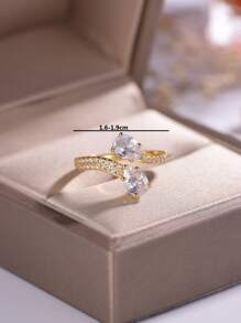 1pc Luxury Elegant S925 Silver Water Drop Cross Adjustable Open Ring, Women's Engagement, Vacation, Daily Accessory, Holiday/Wedding Gift