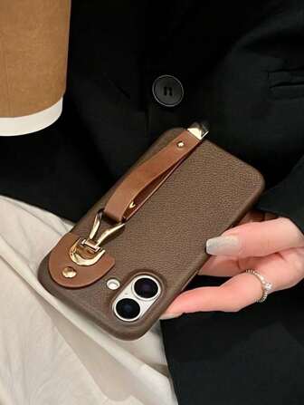 复古皮革腕带软壳适用于 16 Plus、15 Pro Max、14、13、12、11、17 Pro Max、17 Pro、17，创意奢华高端耐用防摔保护套