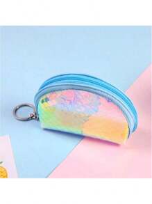 Fish Scale Pattern, Iridescent PVC Coin Purse, Transparent PVC Portable Makeup Bag, Ladies' Mini Lipstick Bag, Small And Cute Coin Purse, Handheld And Convenient Key Bag For Daily Use, Stylish, Compact And Portable Carry-On Bag For Girls. - Multicolor - View 14