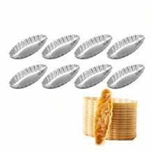 3件/5件/10件铝制船形挞模,铝制迷你挞盘,不粘迷你派盘,布丁模具,烘焙工具,厨房小工具,厨房配件,家用厨房用品 - 彩色 - 查看 4