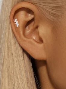 1PC 925 Sterling Silver Opal Marquise Water Drop Flat Back Cartilage Tassel Helix Piercing Fine Jewelry For Daily Wear Wedding Party Engagement Anniversary Valentine's Day