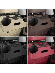 Car Seat Back Multi-Functional Storage Rack Simple Air Tissue Water Cup Mobile Phone Rack Storage Box With Long And Short Bracket Quick Disassembly Hook Suitable For A Variety Of