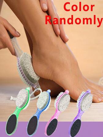 1 pezzo Spazzola per piedi con pietra pomice - Spazzola per piedi esfoliante per pedicure 4 in 1 di colori casuali per la doccia