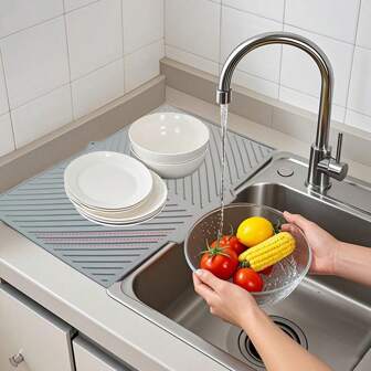 Torkmatta av silikondisk, Dräneringsmatta för köksredskap Silikonavloppsmatta, , Flexibel avtappningsmatta i gummi, Värmebeständig silikonunderlägg, bänkmatta, diskbänksmatta, multifunktionell värmeisoleringsdyna, mugghållare, vattenfilterdyna
