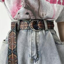 Pantalones cargo de mezclilla con cinturón de hebilla de doble bucle, cinturones versátiles de lona y unisex para jóvenes