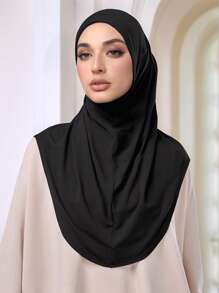 1pc Women's Instant Hijab, Convenient Chin Cover Hijab, Solid Color Fashion Hijab, Suitable For Ramadan And Daily Wear For Dress - Chin-covered Turban Hat - View 16