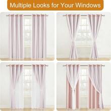 DWCN 2pcs Layered Curtains For Living Room Blackout And Sheer Curtains Grommet Top Window Curtains With Sheer Overlay For Bedroom - 腮粉 - 查看 8