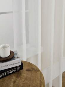 1 件纯色薄纱窗帘，轻盈透明，奢华现代简约设计，涤纶，柔化光线，适用于卧室、客厅、阳台、窗帘杆