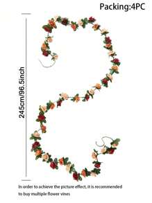 Dây hoa lụa nhân tạo dài 245cm dùng trang trí Giáng sinh, thích hợp cho trang trí nội thất nhà cửa mùa xuân/hè, trang trí giữa bàn, trang trí phòng ngủ, bọc lan can, rèm cửa, trang trí phòng ăn, trang trí đám cưới, trang trí nhà cửa làm quà tặng năm mới - Nhiều màu - Xem 19