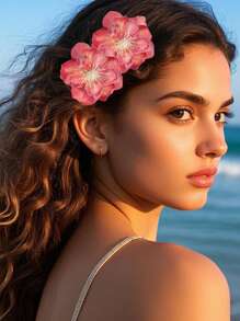 2pcs Bohemian Style Artificial Flower Hairclips