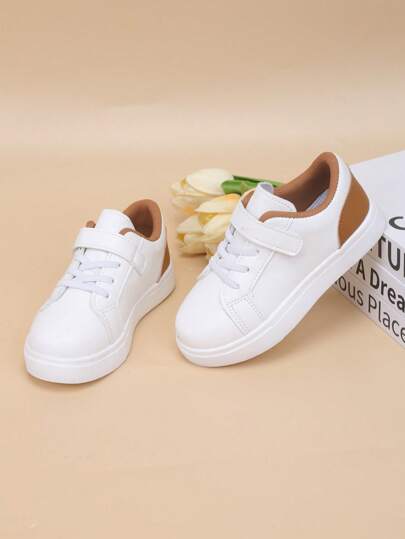 Barn Casual Patchwork Skola Campus Mångsidiga Sneakers med krok och loop