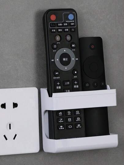 1pc Adhesive Wall-Mounted Phone Charging Holder, Remote Control Storage Box, Christmas Gift