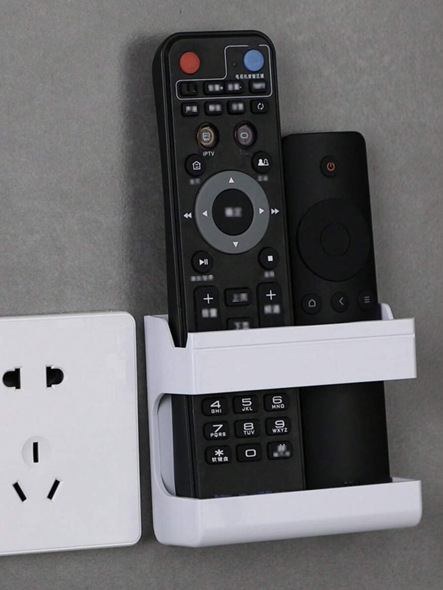 1pc Adhesive Wall-Mounted Phone Charging Holder, Remote Control Storage Box, Christmas Gift