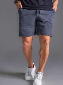 Men's Bermuda Shorts With Ties And Elastic, Gym/Casual Shorts. - 深灰色 - 查看 2