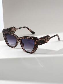 1 副女士绿色猫眼时尚眼镜，时尚海滩配饰，化妆眼镜，休闲商务礼品，豹纹，适合夏季海滩度假、户外、旅行 - 彩色 - 查看 9