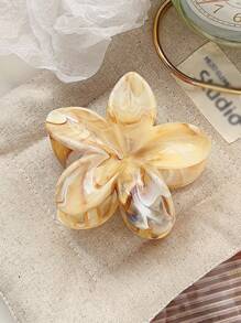 1 件女士米色大理石花卉蜡染发夹，适合海滩度假、日常使用，妇女节礼物 - 彩色 - 查看 5