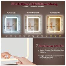Devoko Vanity Unit With LED Lighting, 3-Stage Brightness Control, Vanity Unit With Adjustable Mirror, 7 Drawers And Open Shelves, Modern Wooden Dressing Table For The Bedroom, Stylish Contemporary Design, Stepless Dimming, White/Pink/Black - 白色 - 查看 4