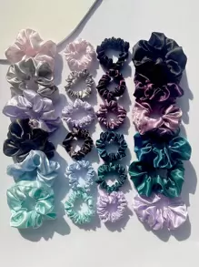 24 stuks/12 stuks make-up oogschaduw palet decoratie, effen kleur grote en kleine cirkel haarelastiekjes accessoires, geschikt voor vrouwen van 14+ jaar oud