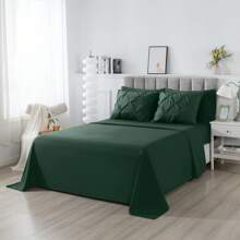 Juego de edredón King - Juego de ropa de cama King de 7 piezas, juego de cama con plisado en rosa que incluye edredón, sábanas, fundas de almohada y cojines