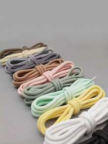 扁平鞋带，适用于厚底运动鞋、运动和休闲鞋，彩色白色圆形鞋带，男女通用