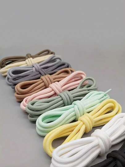 Flat Shoelaces, Universal For Chunky Sneakers, Sports & Casual Shoes, Colorful White Round Laces, Unisex