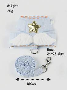 Angel Wings Cat Harness Leash, Vest Style Leash For Small Dog/Kitten, Escape Proof Pet Walking Supplies - Blue - View 6