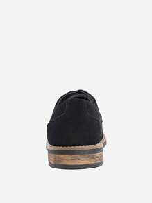 Men's Suede Leather Lace Up Derbys Brogues Shoes - Black - View 8