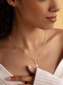 Faux Pearl Pendant Collarbone Chain Female Multi-Layer Personalized Necklace - Necklace - View 2