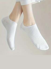 1/5 Pairs Women Striped Ankle Socks, Thin Breathable Solid Color Boat Socks, Minimalist Design Suitable For Daily Wear, Spring/Summer - Multicolor - View 8