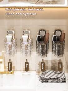 1 pieza Soporte para cepillo de dientes y vaso con ventosa, caja de almacenamiento integrada para cepillo de dientes y vaso, diseño montado en la pared sin perforación, solución ahorradora de espacio para almacenamiento y organización de baño, aseo y ducha, decoración de baño para el hogar, decoración de otoño, regreso a clases