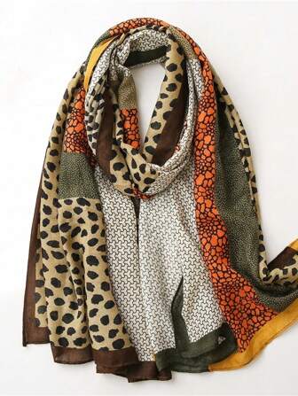 Elegant Leopard Print Scarf For Women - Breathable, Warm & Windproof Shawl For Spring/Fall  Winter Fall